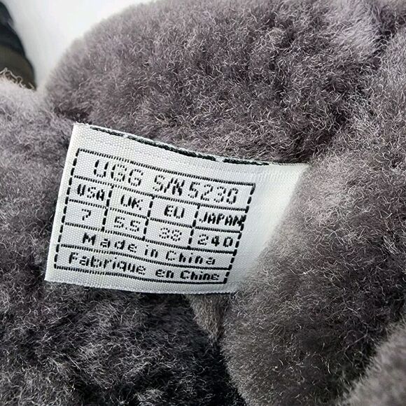 Ugg Uptown Boots Black‎ Suede Gray Shearling Lining Leather Lace Up Size 7 - Picture 8 of 13